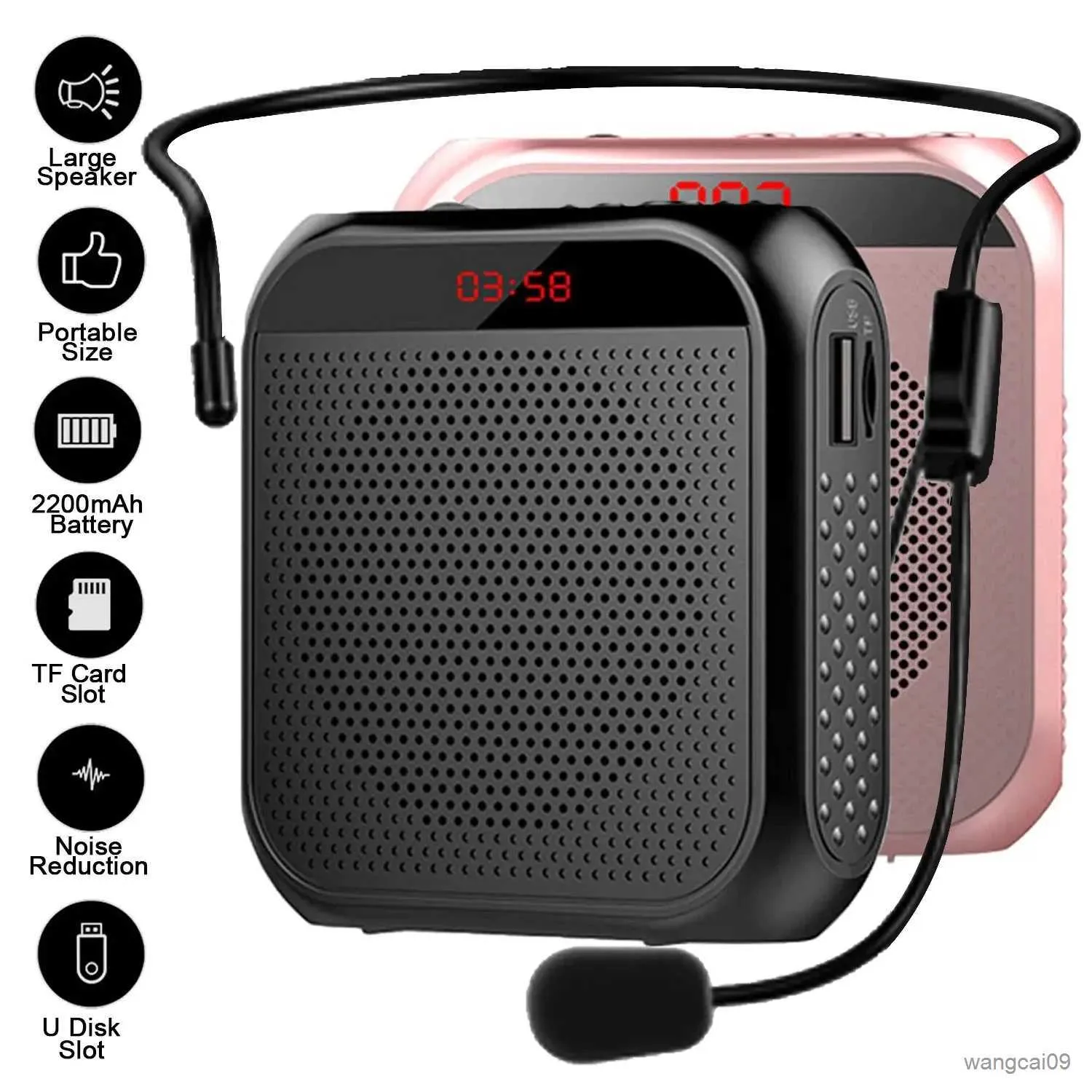 Mini altoparlanti Amplificatore vocale Altoparlante vocale personale portatile multifunzionale con display del microfono Audio surround per il discorso degli insegnanti