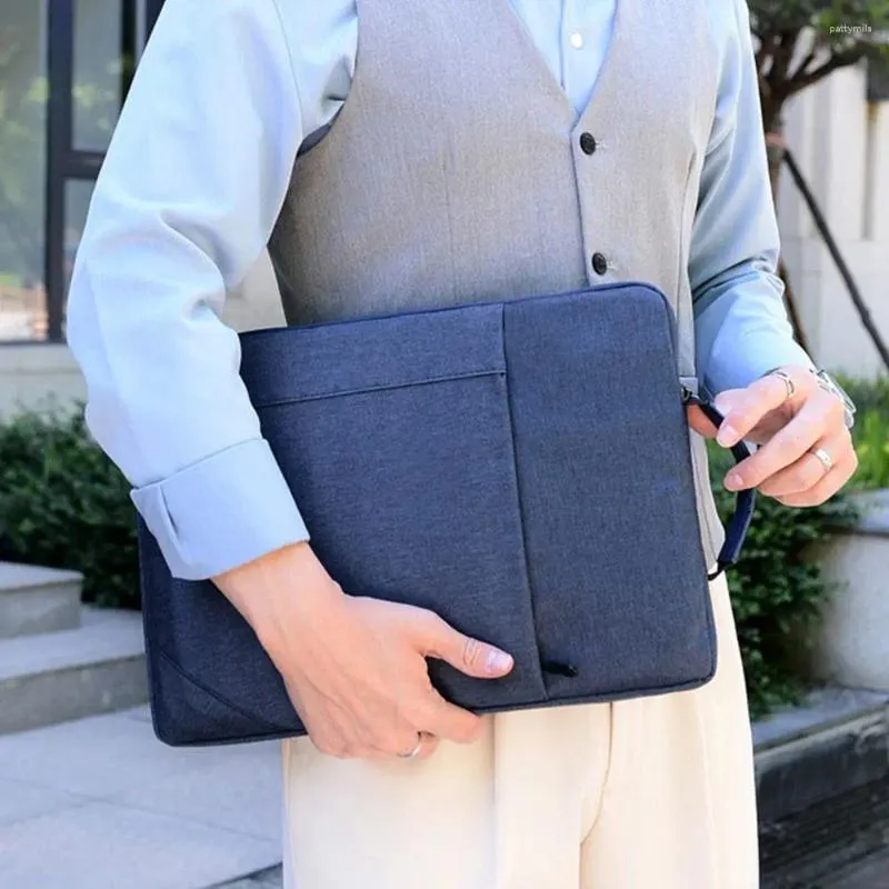 Briefcases OX Cloth Multiple Compartments Carry Case Office Document Pouch Business Laptop Package Men Protective Bag