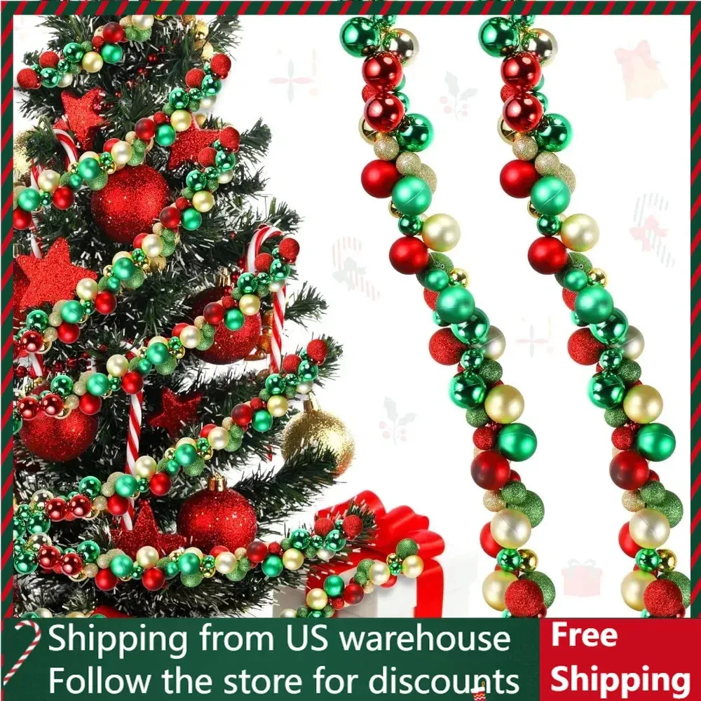 Andra evenemangsfestleveranser 2 st 6 fot Jul Garland Christmas Ball Garland Ornament inomhus utomhus Garland Xmas Dekorativa hängande ornament 231027