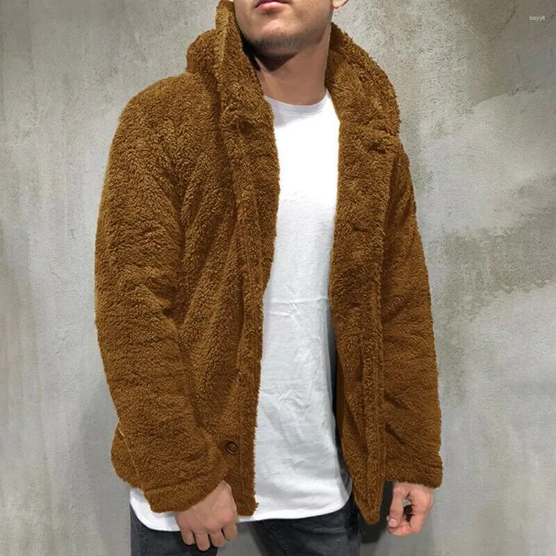 Herrenjacken Mode Faux Fell Kapuze Parka Winter für Männer Fleece verdickte Jacke warme Fuzzy Casual Coat Man Kleidung