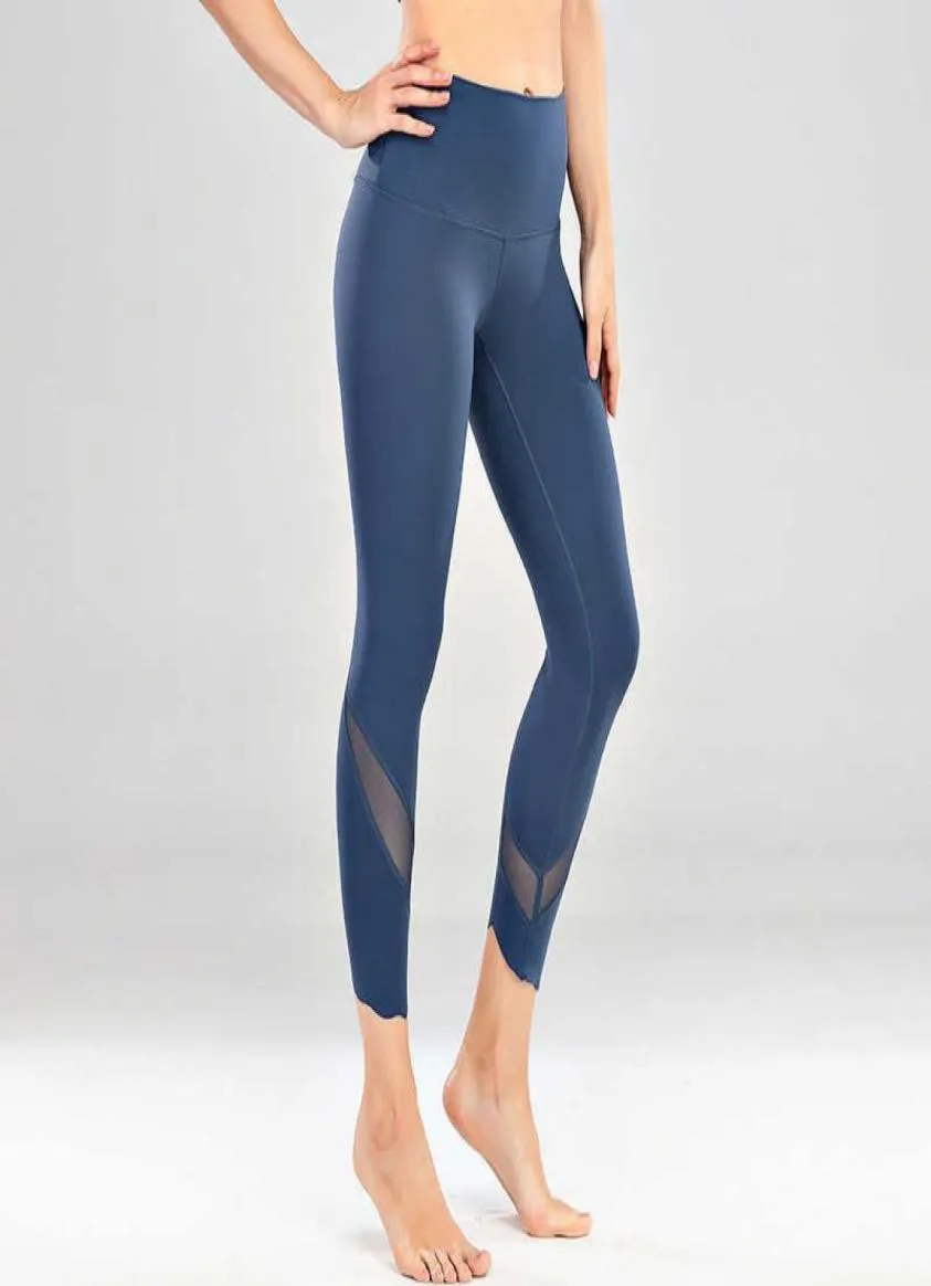 L22 Mulheres Leggings Calças de Yoga Nu Lixar Oitava Roupas de Ginástica Malha Onda Pés Cintura Alta Fitness Activewear Sexy Leggins2291932