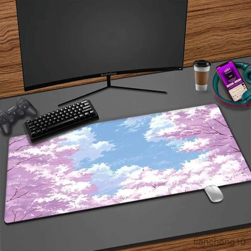 Tapis de souris Style poignet Mount Cherry Blossom Tapis de souris Gamer XL Grand tapis de souris XXL 100 x 50 Tapis de bureau Clavier Tapis de table en caoutchouc R231028