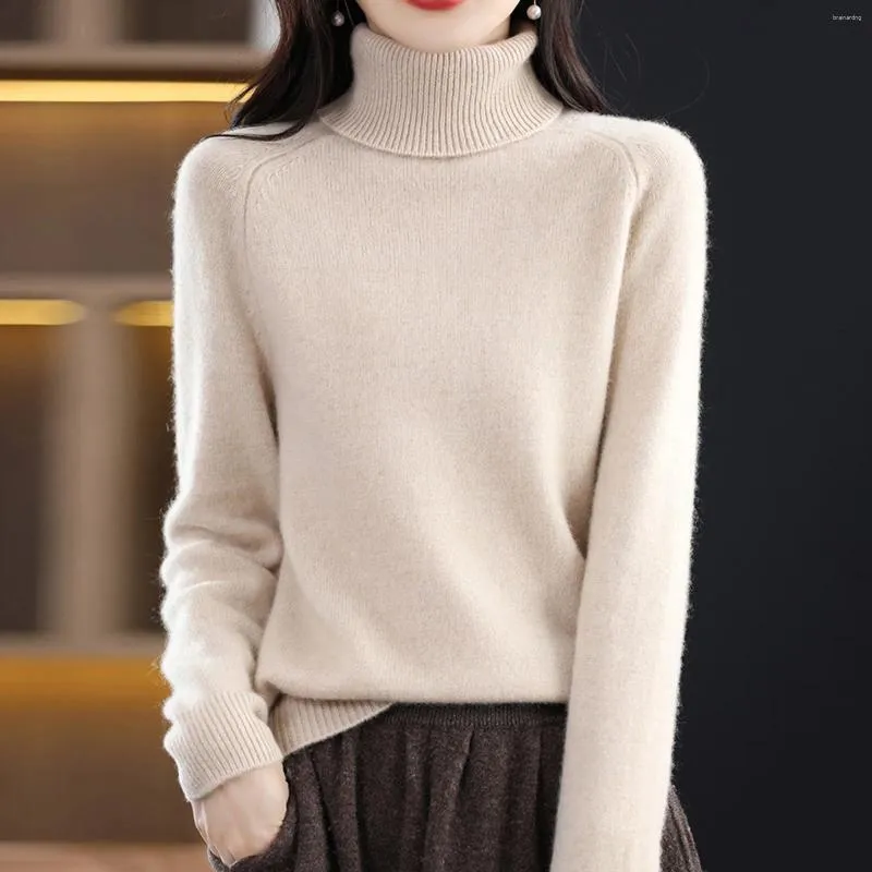 Women's Sweaters Autumn Turtleneck Sweater Ladies Loose Large Size Thick Knitted Bottom Shirt Big Collar Men