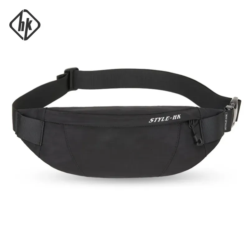 Sacos de cintura HK Fanny Pack Preto À Prova D 'Água Dinheiro Cinto Saco Homens Bolsa Adolescente Carteira de Viagem Masculino Cigarro Caso para Telefone 231027