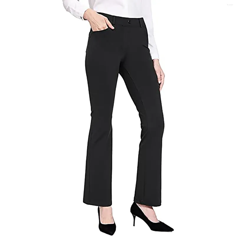 Aktive Hosen Frauen Hohe Taille Flare YogaPants Koreanische Mode Vintage Büro Dame Eleganten Anzug Casual Weibliche Stretch Lange Fitness