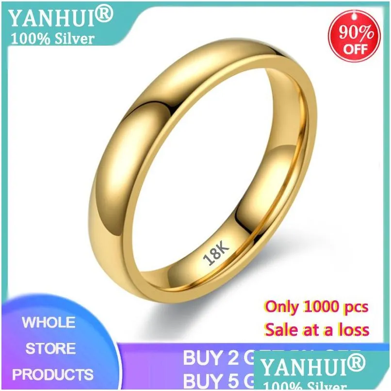 Never Fade Original Solid Stainless Steel Rings 18K Gold Gloss For Women And Men Simple Couple Ring Drop Delivery Dhgarden Ot3Uv