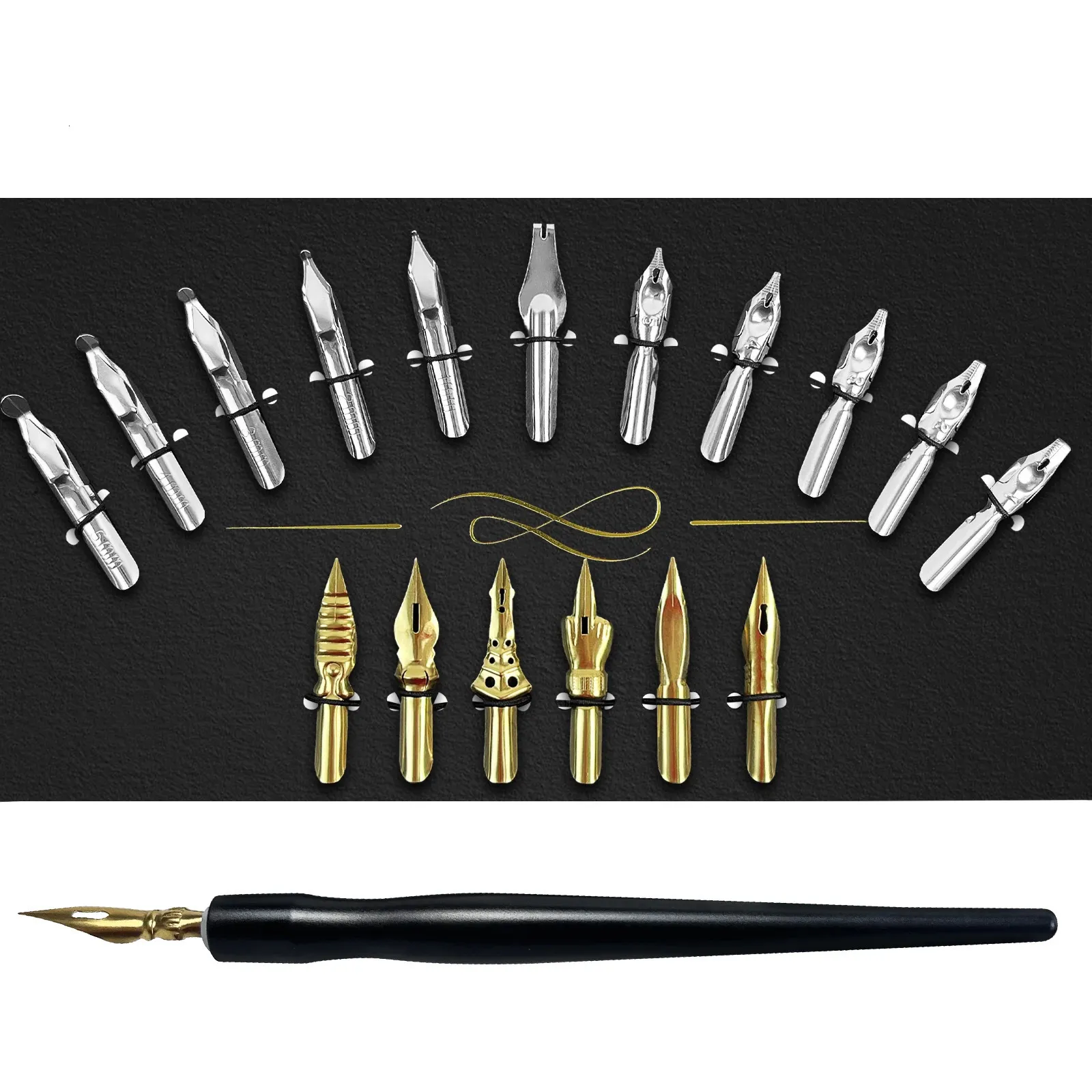 Fountain Pens FEATTY Englisht Calligraphy Set Dip Pen Holder with 17 Nibs for Writing Painting Drawing Stationery 231027