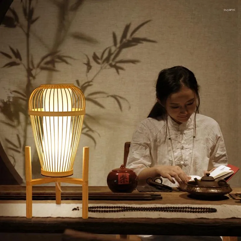 Tischlampen 2023 Kreative umweltfreundliche Schreibtisch-Bambuslampe Wohnzimmer Schlafzimmer Nachttischbeleuchtung
