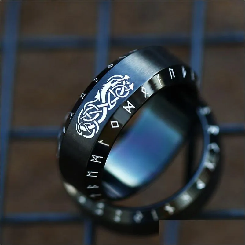 Vintage Mythology Rings Nt Wolf Men Ring Totem Celtic Knot Finger Jewelry Punk Gift Drop Delivery Dhgarden Otglj