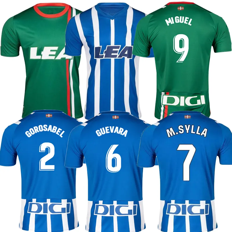 2023 2024 Deportivo Alavés camisas de futebol 23 24 DUARTE ABQAR LEJEUNE RIOJA SYLLA DE LA FUENTE ALKAIN GURIDI camisa de futebol casa longe azul verde