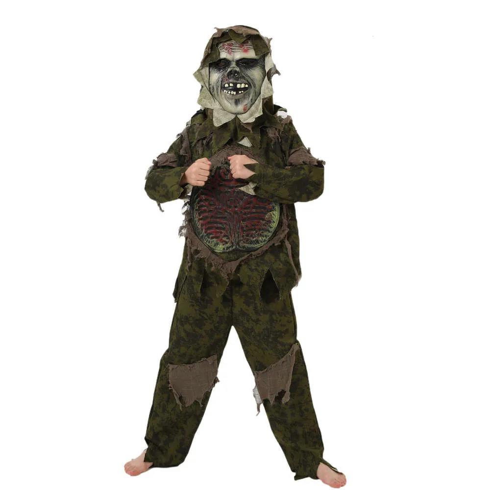 Halloween Costume Cosplay Costume Halloween Rollspelande barnkläder Cosplay Boy Swamp Monster Clothing Horror Mask Tyrderkläder