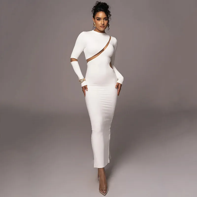 White Striped Shirt Best Black And White Outfits Turtleneck Long Sleeve  Bodycon Maxi Dress For Women