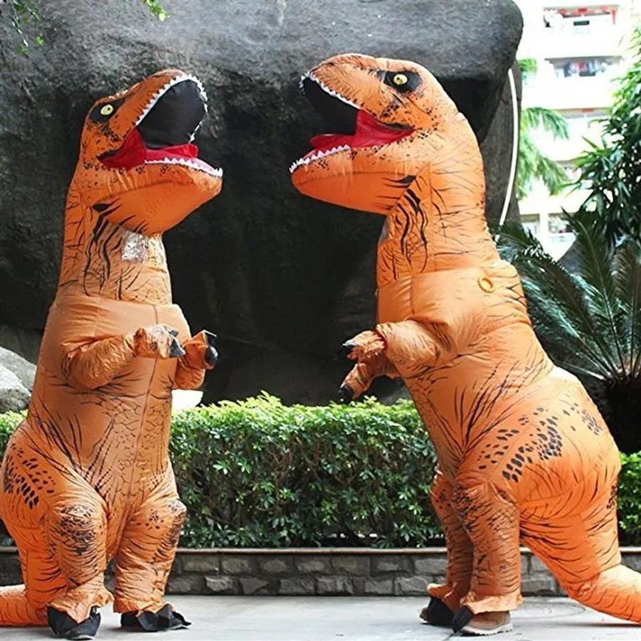 Halloween e Natal Adulto Dinossauro T REX Traje Jurassic World Park Blowup Dinossauro Inflável Traje Festa Mascote Traje T276S