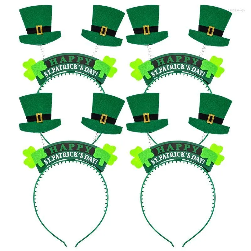 Julekorationer 8 stycken St. Patrick's Day Snap-On-pannband Green Head Boppers- Shamrock Clover/Top Hat- Party Costume