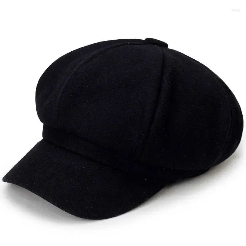 Basker Autumn and Winter Women Beret Hat Casual Men åttongonal hattar utomhus vindtät spaper Studentmålare Gorras