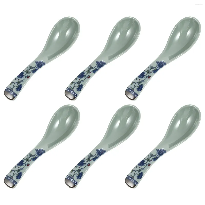 Spoons 6 Pcs Anti Ceramic Blue White Spoon Kitchen Utensils Practical Soup Asian Decor Household Durable Tableware