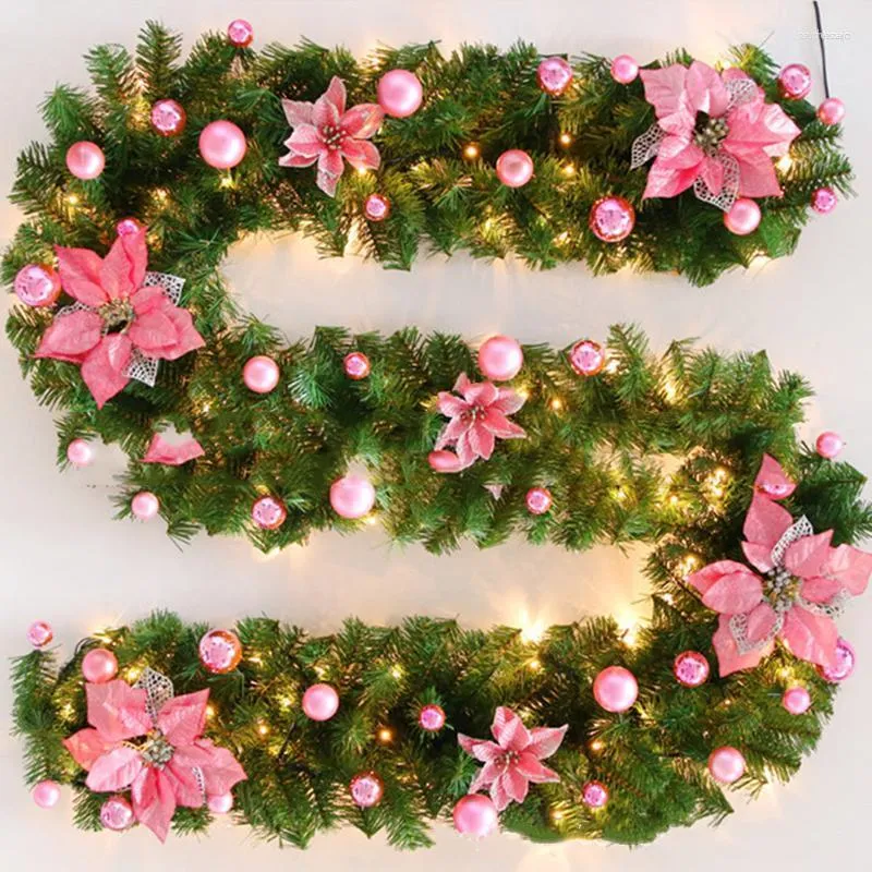 Décorations de Noël 9ft Cheminée artificielle Garland Couronne Faux Pine Tree Ornements 1 PC