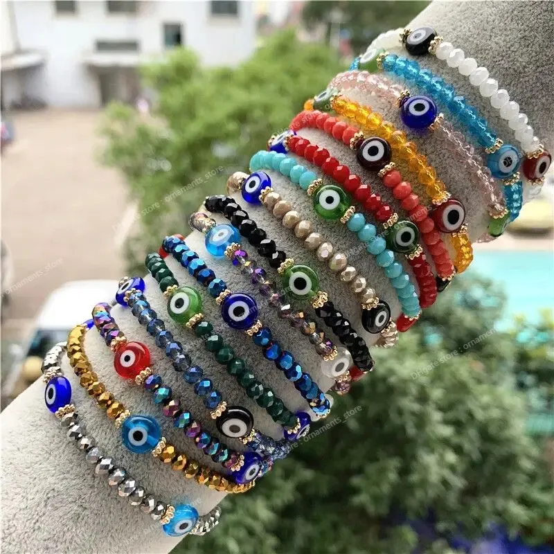 Türkische blaue Kristall-Armbänder mit bösem Blick für Frauen, handgefertigte Glasperlen, Ketten, Glücksschmuck, Accessoires, modisches Paar-Armband, Modeschmuck, Armbänder türkisch