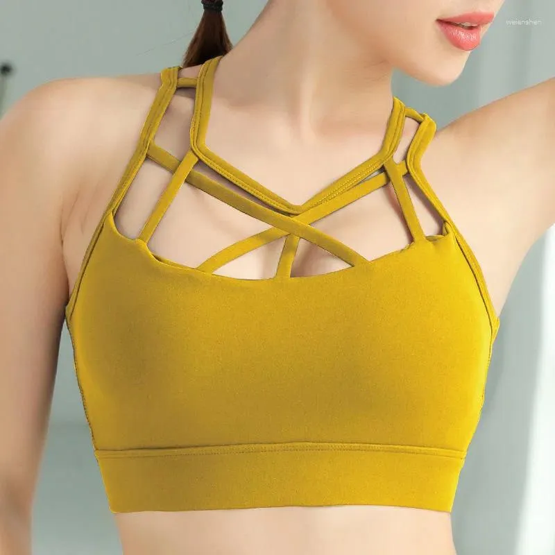 Yoga Outfit Cross Women Sports Bra Sexy Beautiful Back Top 6 Color Running  Gym Shockproof Fitness Exercise Underwear