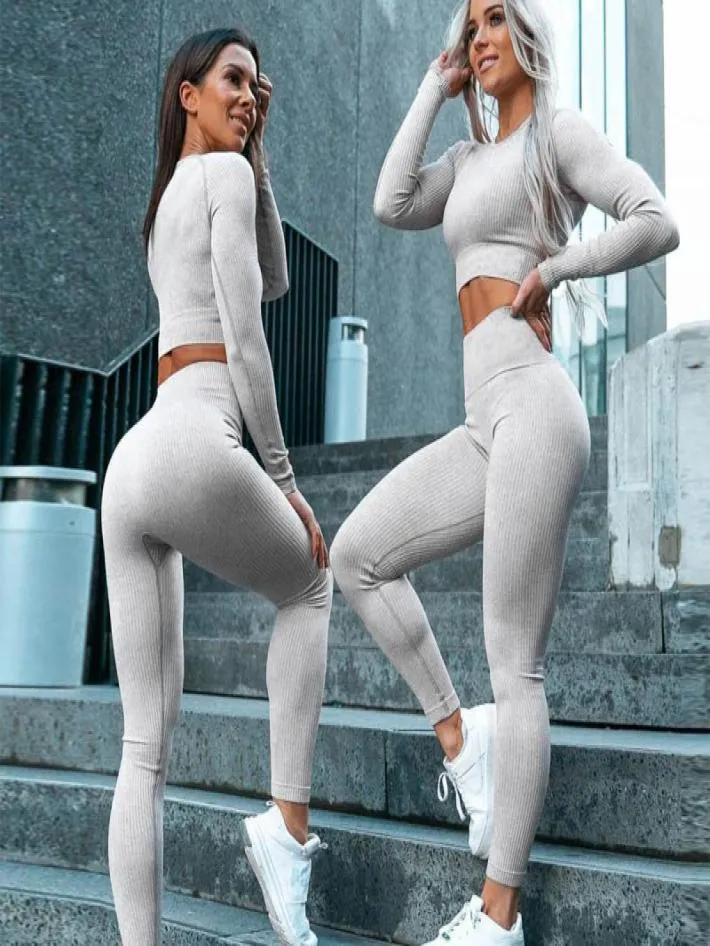 Womens Yoga Set Slim Fit Running And Gym Clothes With Seamless Sport Set  And Pants From Esfb, $25.58