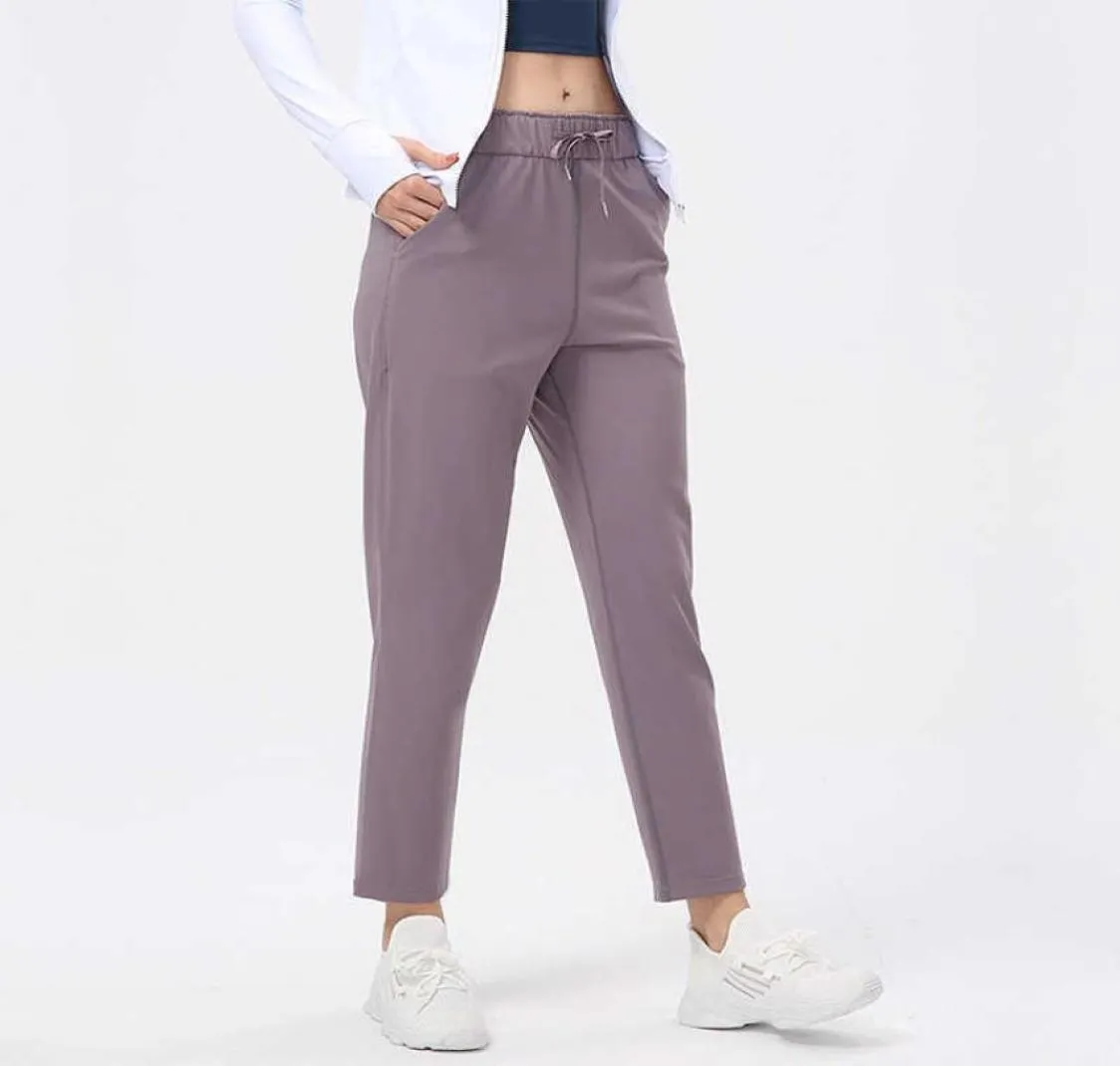 Lu159 Vrouwen Broek Yoga Sport Joggers Losse Trekkoord Elastische Taille Gymkleding Hardlopen Fitness Casual Capri Workout Broek Trous1771785