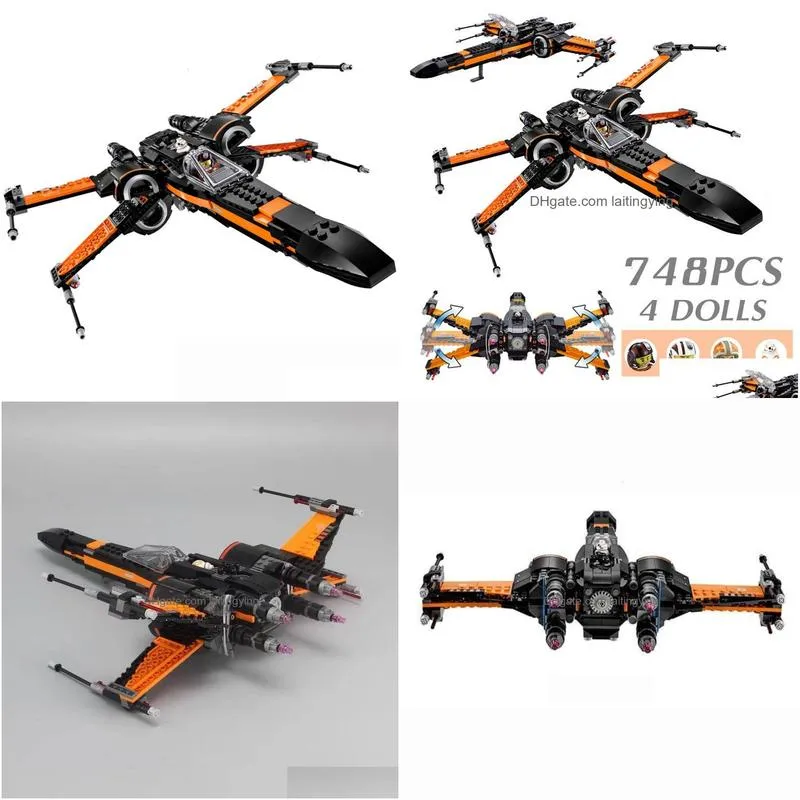 blocks stars space wars poe xwing fighter aircraft model building bricks moc 75102 kit toys for boys gift kids diy 230818