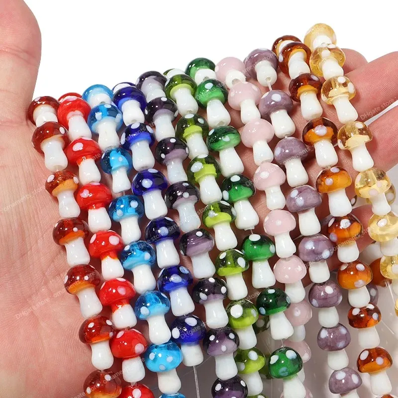 10/20pcs/lot Mixed Colors Lampwork Mushroom Beads Glass Beads For Diy Jewelry Making Necklace Bracelet Accessories Wholesale Fashion JewelryBeads Jewelry