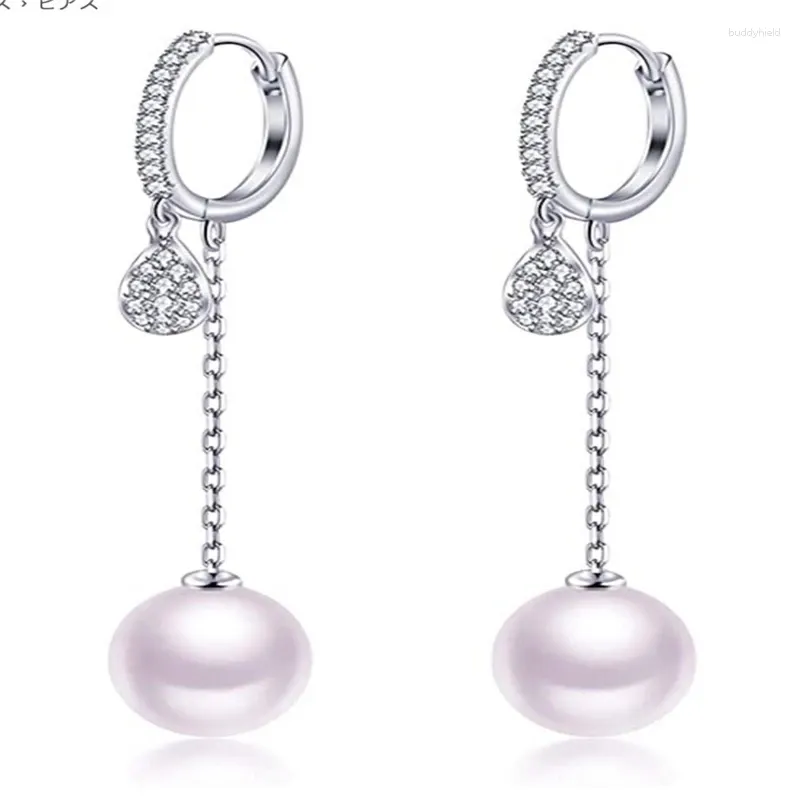 Boucles d'oreilles pendantes en argent Sterling 925 véritable, perles d'eau douce de 12mm, bijoux de mariage pour femmes