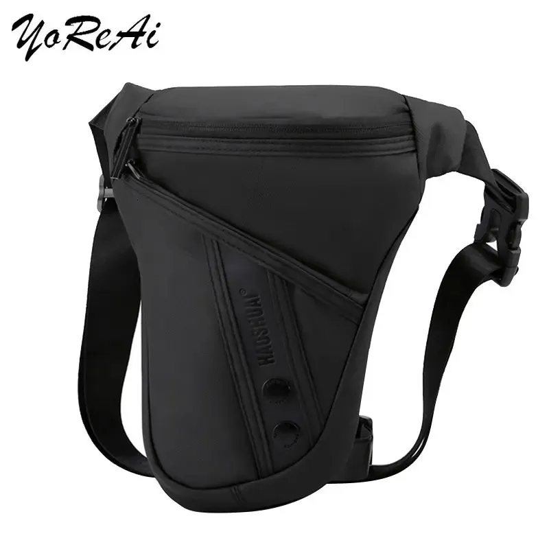 Поясные сумки YoReAi Высокое качество Мужская нейлоновая водонепроницаемая сумка для ног Мотоциклетный универсальный плечевой ремень Hip Bum Fanny Pack 231027