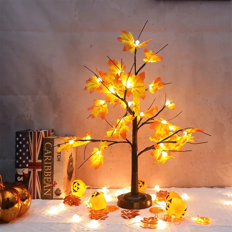 Faux Floral Greenery Kunstmatige Esdoorn Kersenbal Led Desktop Boom Kerst Decor Nep Plant Halloween Decoratie Kerstboom Halloween Dec 231027