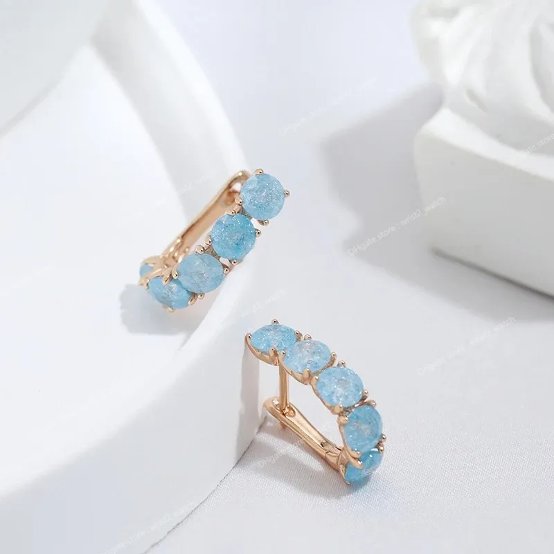 2022 NIEUW FORDED BLAUWE ZIRCON 585 GOUD BROOP OORBRANDINGEN VOOR DRAMEN KOREAN CUNE JUIRY PARTY Wedding Girl Persoonlijkheid oorbellen oorbellen oorbellen blauw zirkon