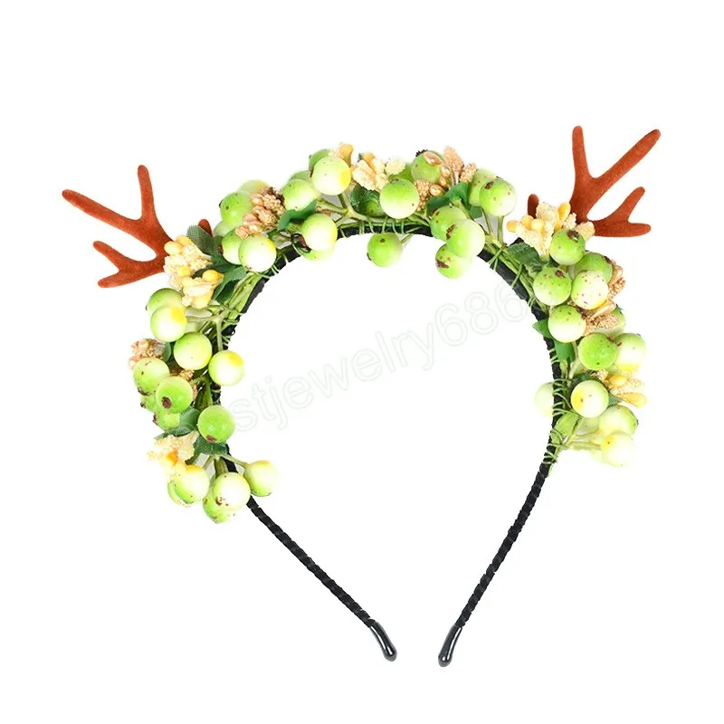 Christmas Elk Antlers Headbands for Adult Children Simulation Berry Headdress Hairband New Year Gift Hair Accessories