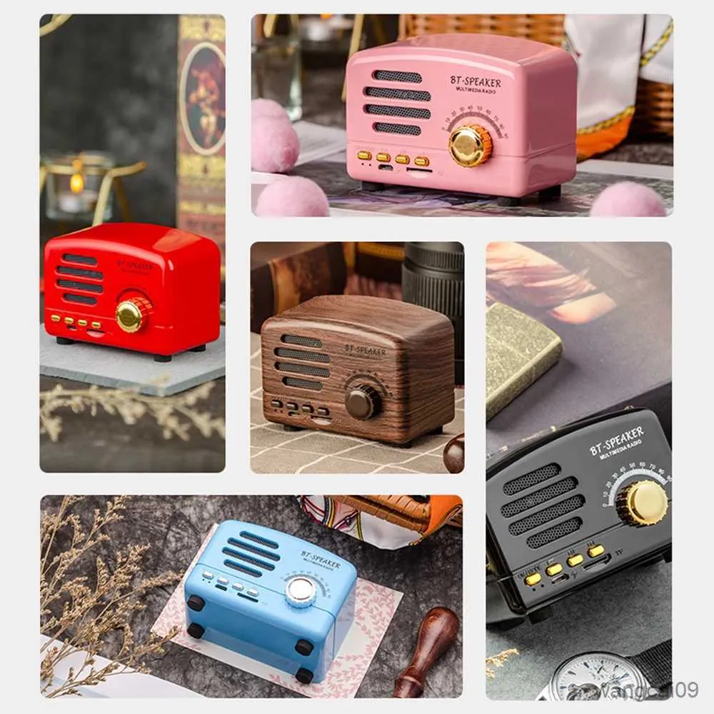 Mini -högtalare Retro Bluetooth -högtalare Klassisk högtalare Stark basförbättring Sound Box med Radio Wireless Charging Mini -högtalare