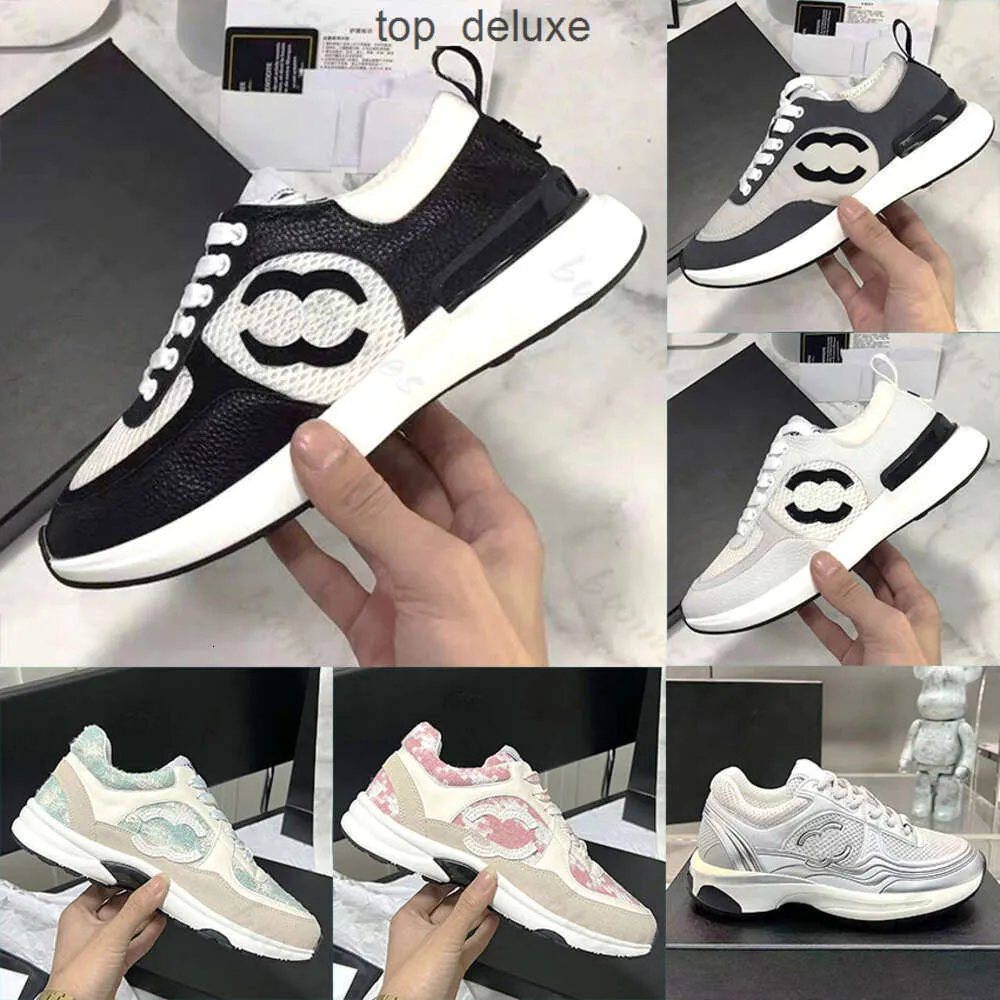 designer femmes rétro casual chaneliness coutures en cuir suédé chaussures de sport multicolores et polyvalentes semelles épaisses augmentées à lacets