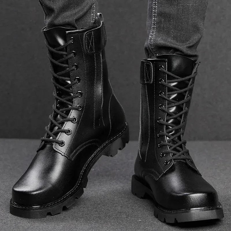 Botas masculinas exército militar combate força especial bota tática treinamento ao ar livre caminhadas sapatos de escalada moda zíper lateral botas 231027