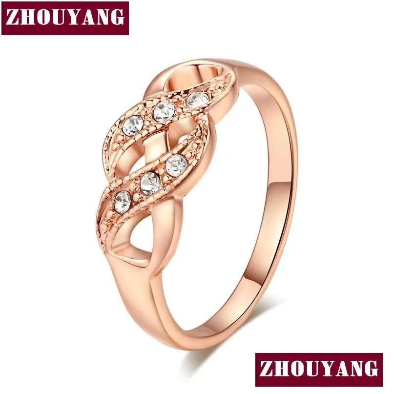 Bague pour femmes style simple forme de vague cristaux autrichiens couleur or rose bijoux de mode Zyr334 Zyr226 livraison directe Dhgarden Otihh