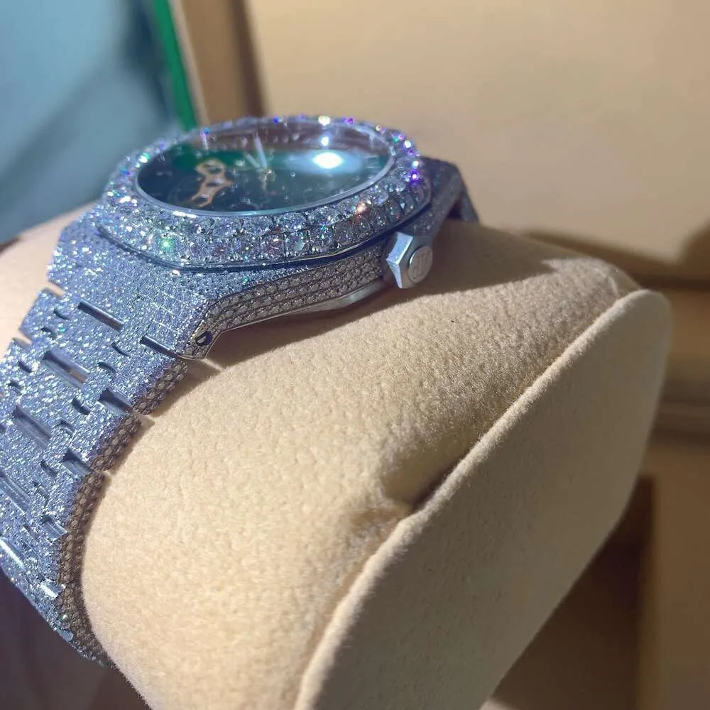 2023 moda hip hop gioielli automatici Ice Out scatole per orologi custodie orologio con diamanti Moissanite per uomo donna