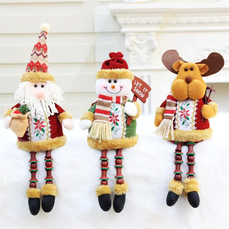 Kerstversiering 3PCS Kerstboomdecoratie Kerstman Sneeuwpop Herten Hanger Pop Hang Decoraties Voor Thuis Kerst Jaar Decor Geschenken 231027