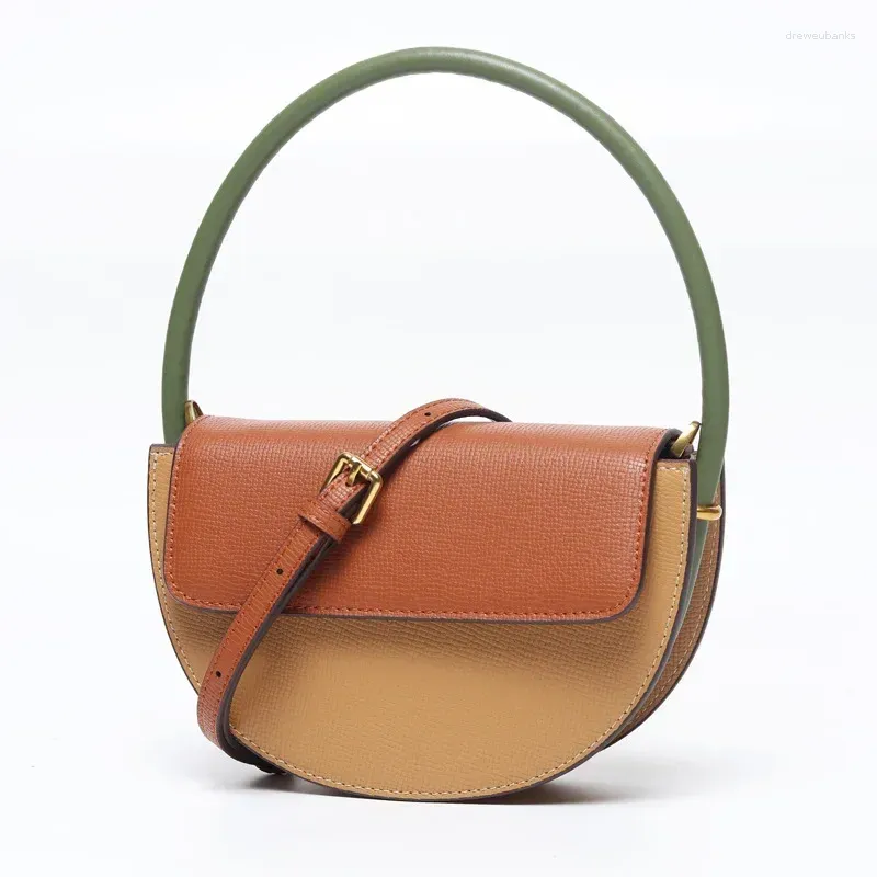Evening Bags Women's Bag 2023 Small Leather Fashion Purse Single Shoulder Round Satchels Mini Underarm Sac