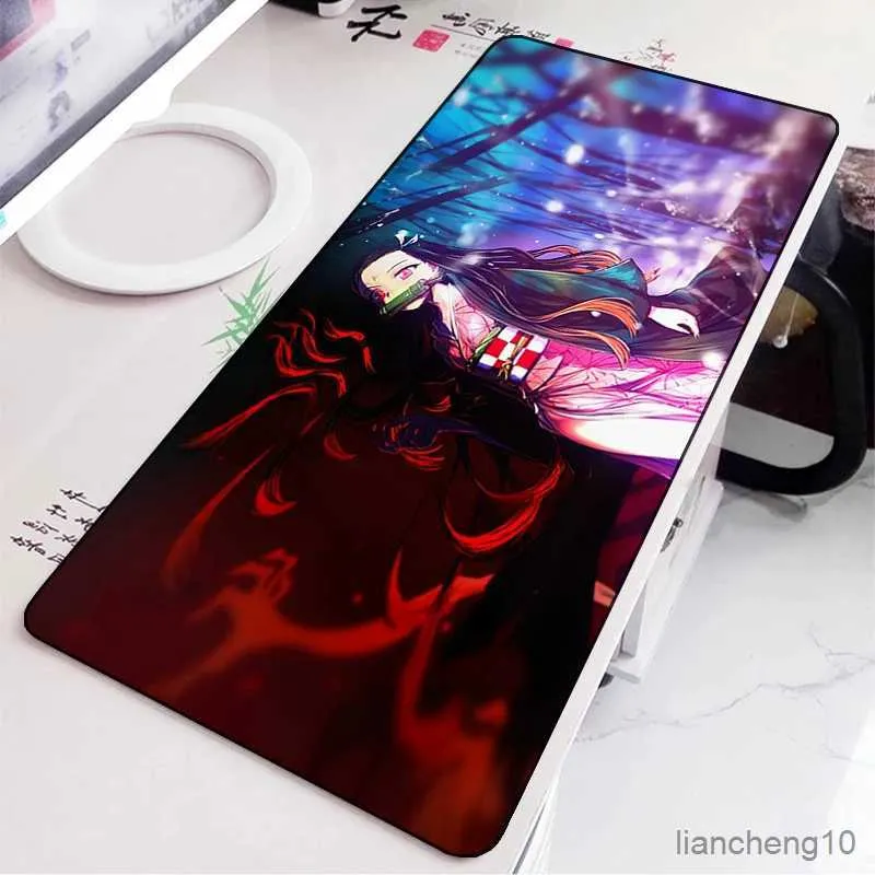 Mouse Pads Wrist Demon Slayer Mouse Pad Rubber Mat Deskmat Keyboard Pads Cartoon Cute Mousepad Kawaii Pc Accessories Anime Mouse Mats Xxl R231028