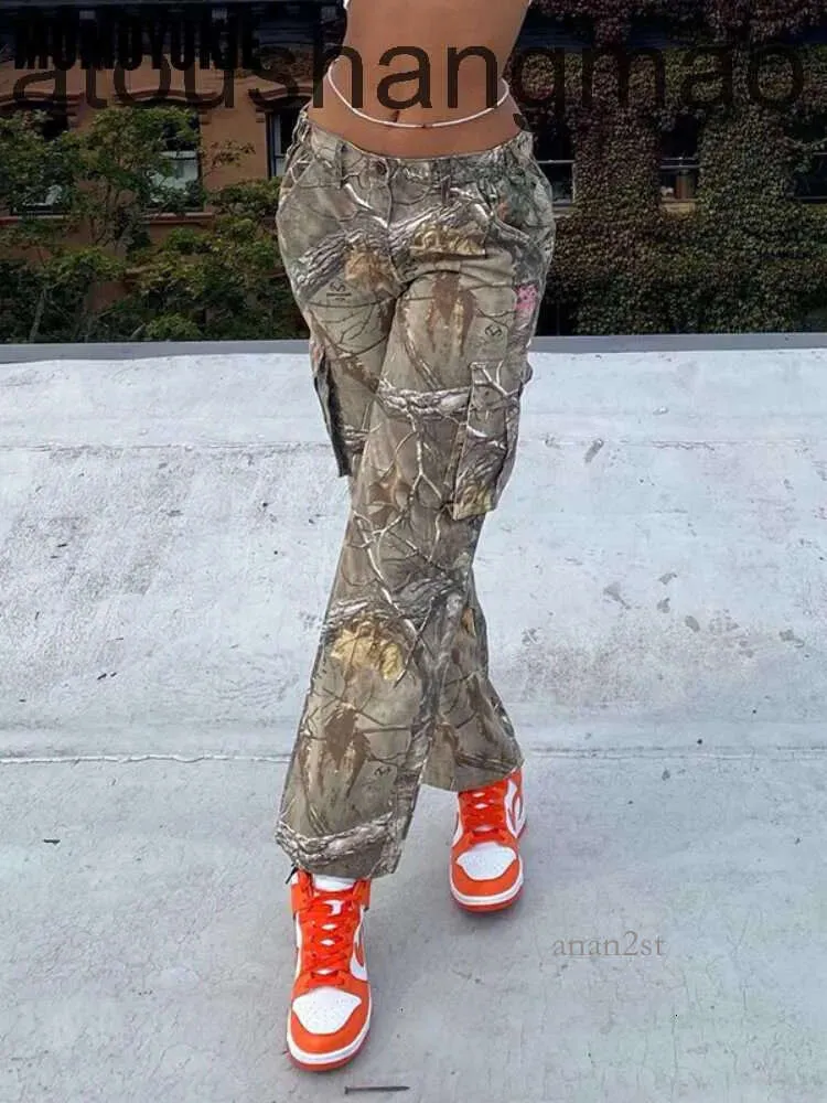 High Waist Camouflage Cargo Pants For Women Casual Straight