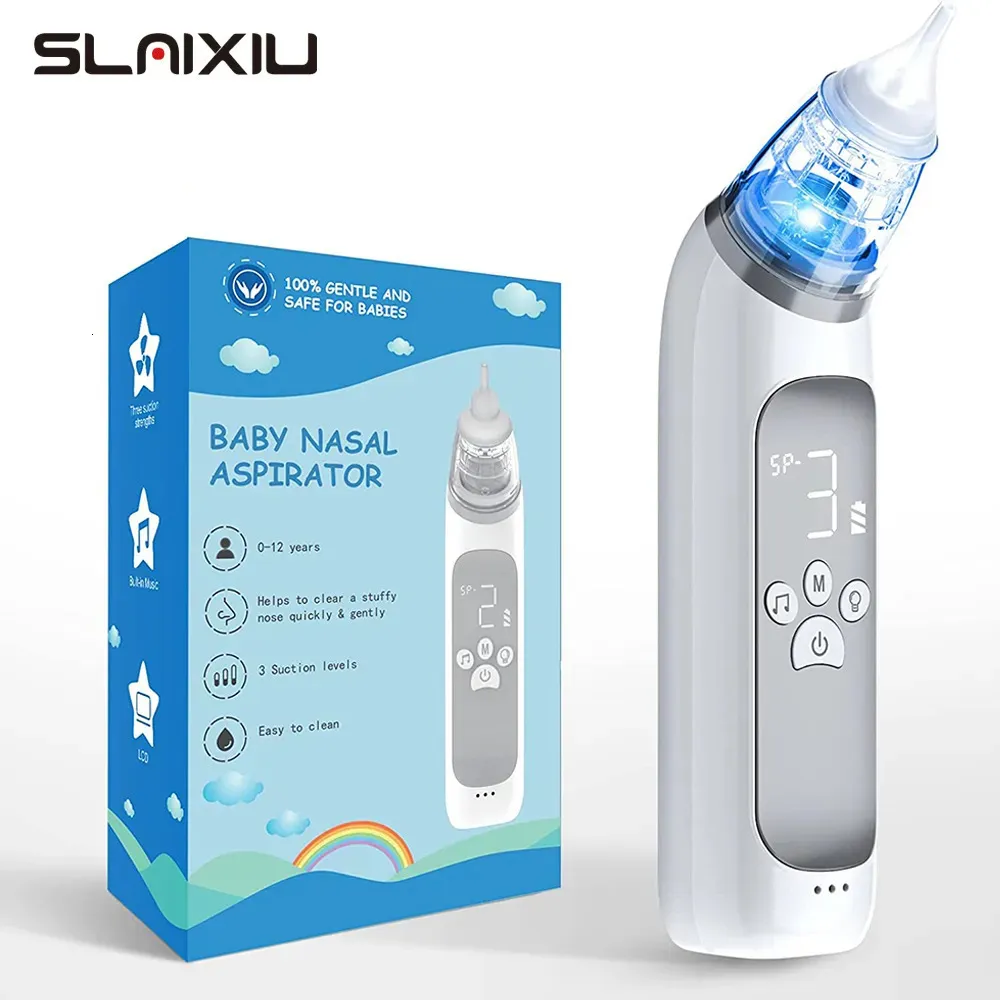 Aspirateurs nasaux Dispositif d'aspiration de nez d'aspirateur électrique pour bébé avec embout en silicone de qualité alimentaire 3 modes et musique apaisante 231027