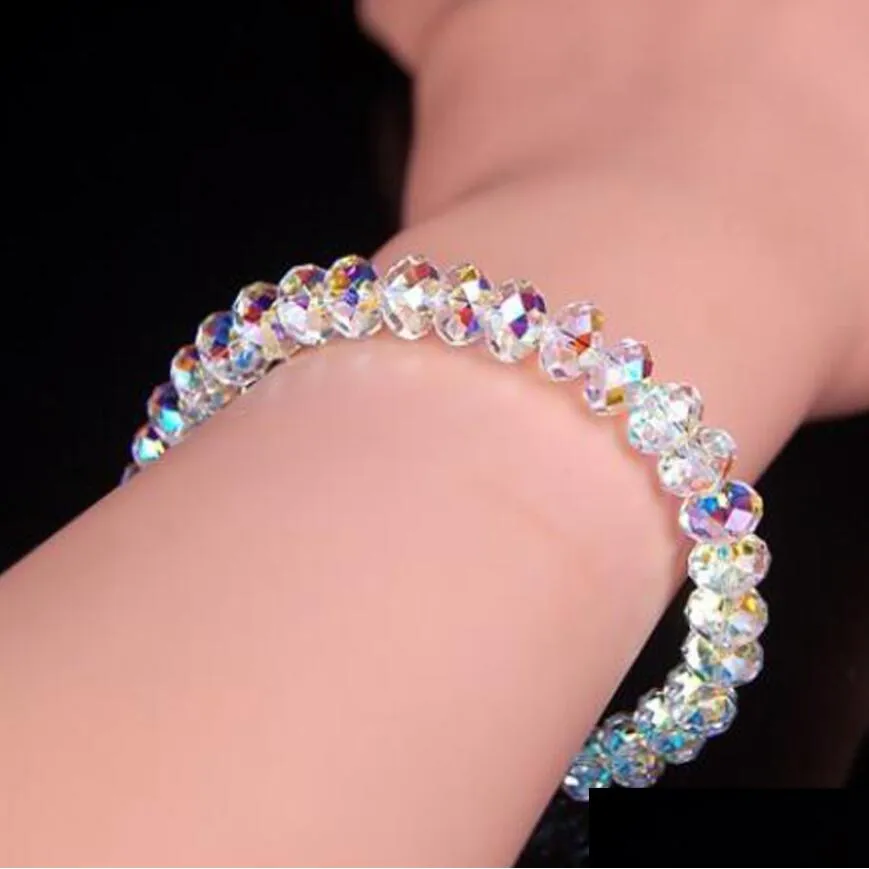Perline fatte a mano da donna 6 mm strass fili di cristallo austriaco perline di vetro rotonde braccialetto elasticizzato braccialetti femme braccialetti donna ragazza Wra Dhvhx