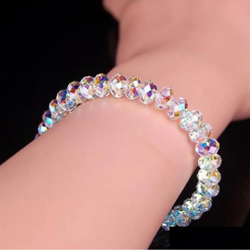 Kralen Handgemaakte Womens 6Mm Strass Oostenrijk Kristal Strengen Ronde Glazen Kralen Stretch Armband Femme Bangle Armbanden Vrouwen Meisje Wra Dhvhx