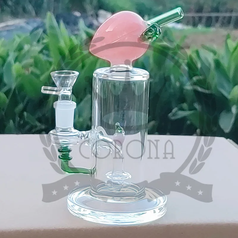 Percolateur narguilé unique double recycleur narguilés verre Bong rose violet vert 14.5mm femelle Joint conduites d'eau Fab Egg Fab Dab Rigs plate-forme pétrolière avec bol