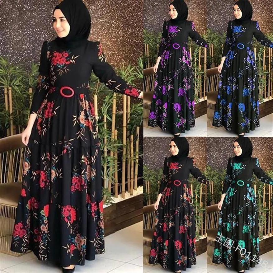 Muslim Abaya Print Maxi Dress Turkish Hijab Vestidos Cardigan Kimono Long Robe Gowns Jubah Middle East Eid Ramadan Islamic220e
