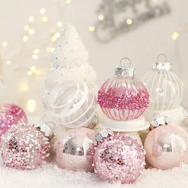 Andra evenemangsfest levererar juldekoration rosa vita husdjur målade bolluppsättning julgran hängen restaurang vardagsrum hem party dekoration 25 st 231027