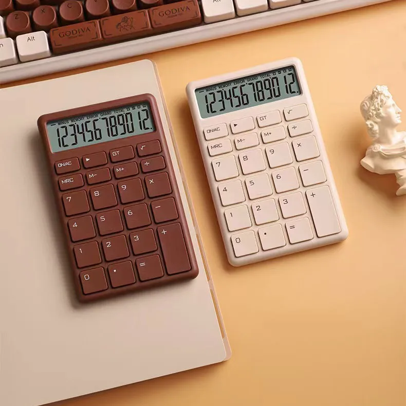 Söt grundläggande standard Desktop Digital Calculator med 12-siffrig bärbar studentundersökning Vetenskaplig kalkylator för skola och kontor