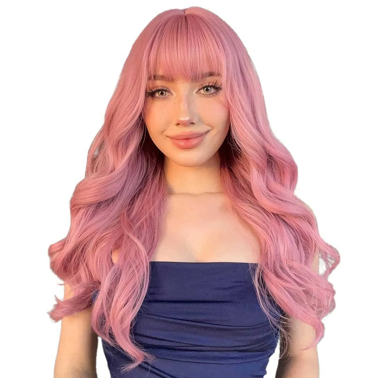 7JHH WIGS Long Wavy Ombre Black Wig For Women Daily Party