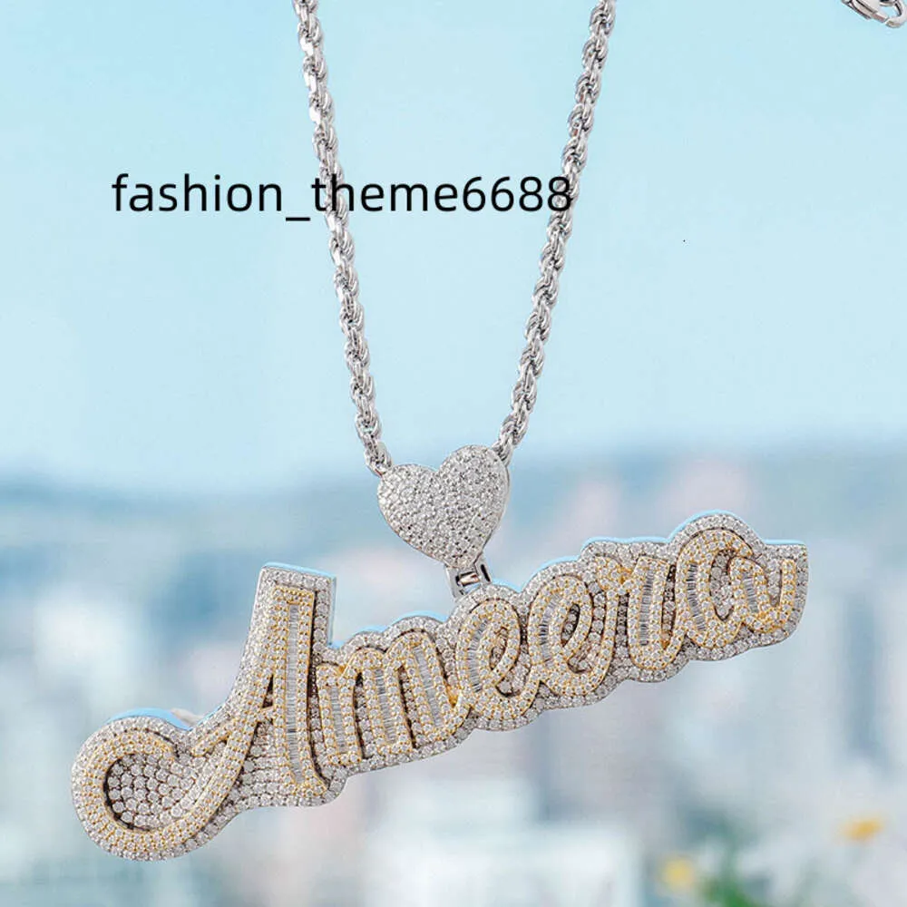 Pass Moissanite Diamond Tester Hip Hop Custom 925 Sterling Silver Name Iced Out Pendant Chain Letter Gold for Necklace